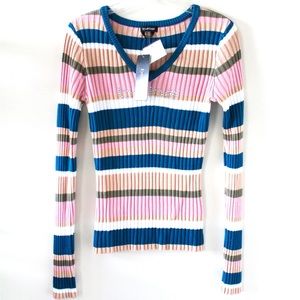 Bebe Women’s Scoop Neck Ribbed Sweater